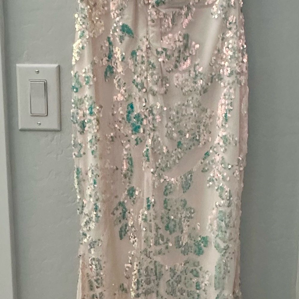 Soieblu Size Small Sequin Glitter Dress long Formal Semi Full w/slit - Picture 8 of 10